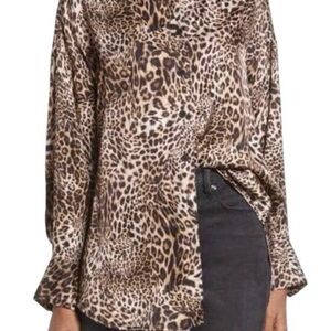 NWOT Allsaints Inez cheetah oversized button down